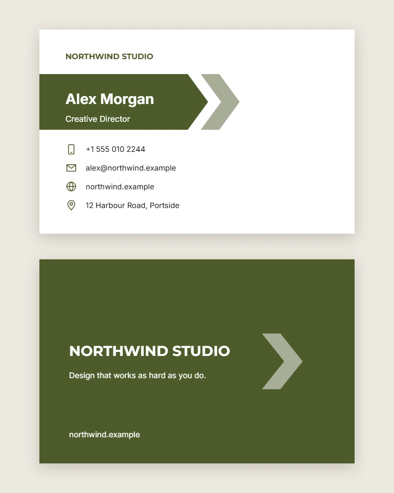 Chevron Business Card template with contact icons, front and back