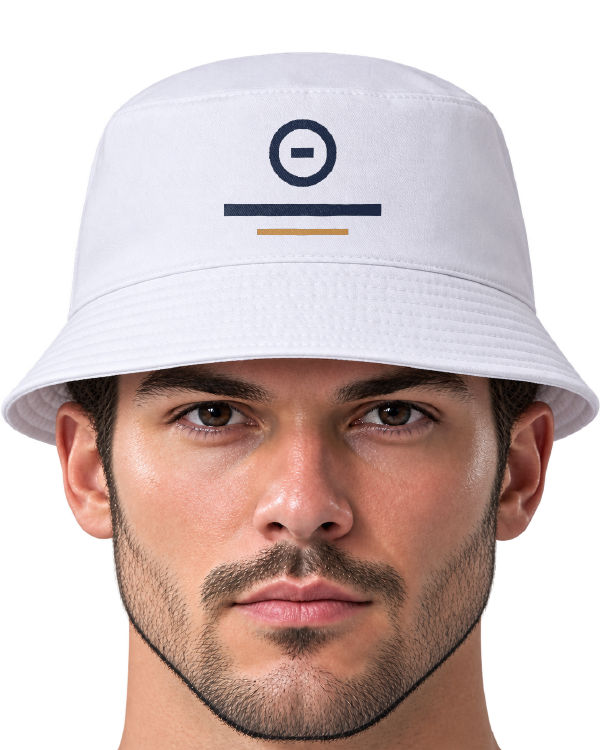 White Bucket Hat Mockup with a sample design applied