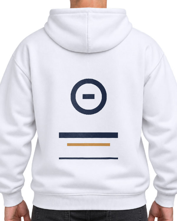 White Hoodie Back Mockup with a sample design applied