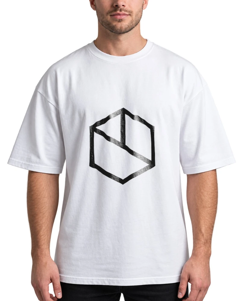White T-Shirt on Model Mockup with a sample design applied