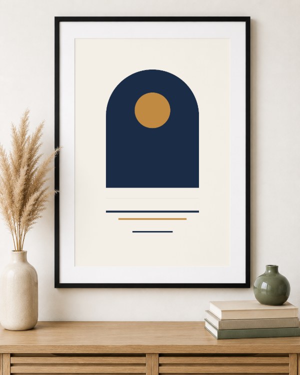 Framed Poster Wall Mockup with a sample design applied