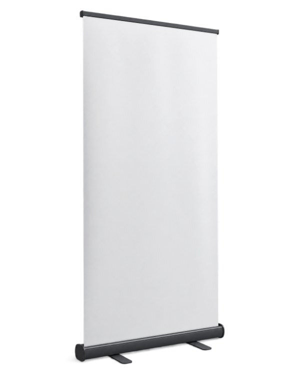 Angled Roll-Up Banner Mockup, blank and ready for your design